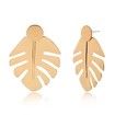 Simple Design Metal Color Leaf Earrings
