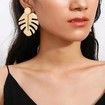 Simple Design Metal Color Leaf Earrings