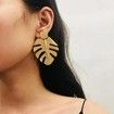 Simple Design Metal Color Leaf Earrings