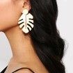 Simple Design Metal Color Leaf Earrings