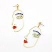 Unique Blue Crystal Human Face Earrings