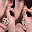Moonstone Gem Moon Star Shiny Crystal Earrings