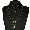 Four-layer Choker Crescent Moon Pendant Necklace