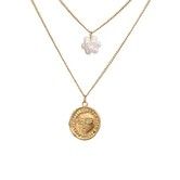Round Baroque Double Layer Pendant Necklace