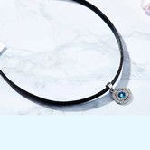 PU Leather Choker with Double Halo Sapphire Zulastone