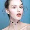 PU Leather Choker with Double Halo Sapphire Zulastone