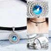 PU Leather Choker with Double Halo Sapphire Zulastone