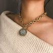 Vintage Geometric Original Stone Coin Pendant Necklace
