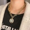 Vintage Geometric Original Stone Coin Pendant Necklace