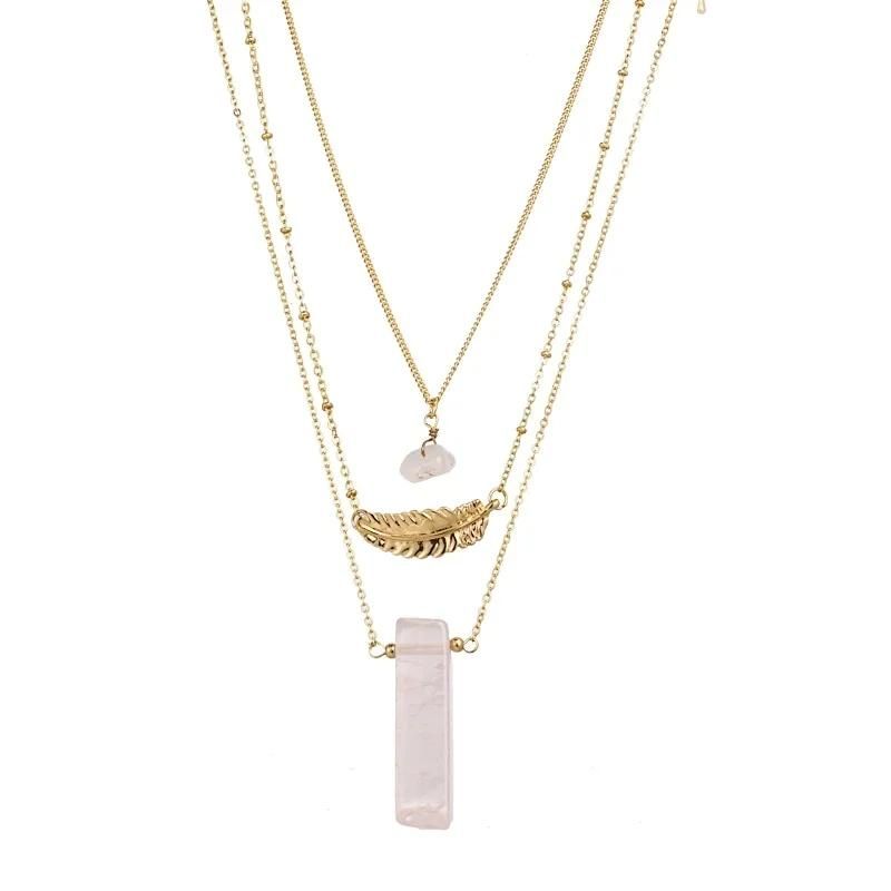 Three Layer Leaf Pendant Necklace