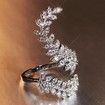 Graceful Leaves Both End of Open Ring