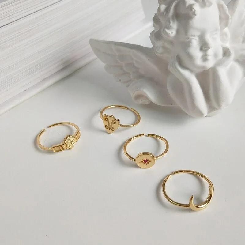 Letter Baby Moon-star-shield Simple Design Wild Rings