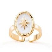 Star Open White Enamel  Oval Shape Single Rings