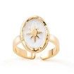 Star Open White Enamel Oval Shape Single Rings