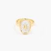 Star Open White Enamel Oval Shape Single Rings