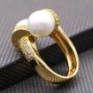 Micro-inserts Jewelry Cubic Shell Pearl Ring