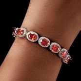 Iced Out Gold Plated Red Ruby Bracelet