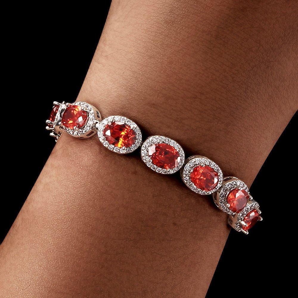 Iced Out Gold Plated Red Ruby Bracelet