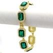 15mm Iced Out Gold Plated Green Ruby Bracelet
