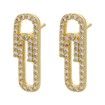 Iced Out Paper Clip Stud Earrings Gold Silver Jewelry - silver