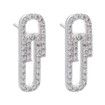 Iced Out Paper Clip Stud Earrings Gold Silver Jewelry - silver