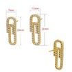 Iced Out Paper Clip Stud Earrings Gold Silver Jewelry - silver