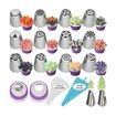 Cake Piping Nozzles Set 12 Russian Cake Decorating Nozzles 2 Small Flower Nozzles 2 Couplers 10 Disposable Bags 1 Icing Bag Cake Decorating Tools