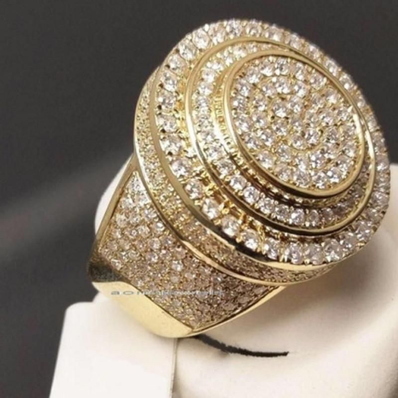 Big Rpund Big Round Puffed Marine Luxury Hip Hop Ring - 7