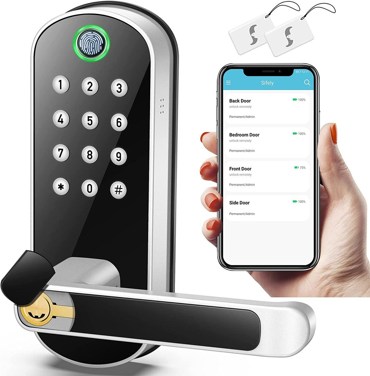 Keyless Smart Fingerprint Biometric Door Lock with Keypad Digital Lock for Enhanced Security