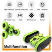 2022 Newest 2.4Ghz 4CH 1:16 RC Stunt Double Side Deformation Crawler Car With LED Light Color Green