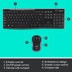 Wireless Combo MK270 Keyboard and Mouse, Black and Blue