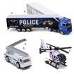 10 in 1 Police Transport Truck, Mini Die-Cast Plastic Play Vehicle in Carrier Car Toy Set