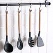 Kitchen Cooking Utensils Set, 13 pcs Non-stick Silicone Cooking Kitchen Utensils Spatula Set with Holder, Wooden Handle Silicone Kitchen Gadgets Utensil Set (Black Gray)