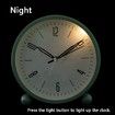 Alarm Clock Silent Non Ticking 4 Inch Night Light Battery Operated Bedroom Bedside Desk Green