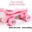 SizeM(30-33) Pink Double-Row Roller Skates Shoes,4 Sizes Adjustable Roller Skating,Suitable For Beginners