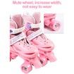 SizeM(30-33) Pink Double-Row Roller Skates Shoes,4 Sizes Adjustable Roller Skating,Suitable For Beginners