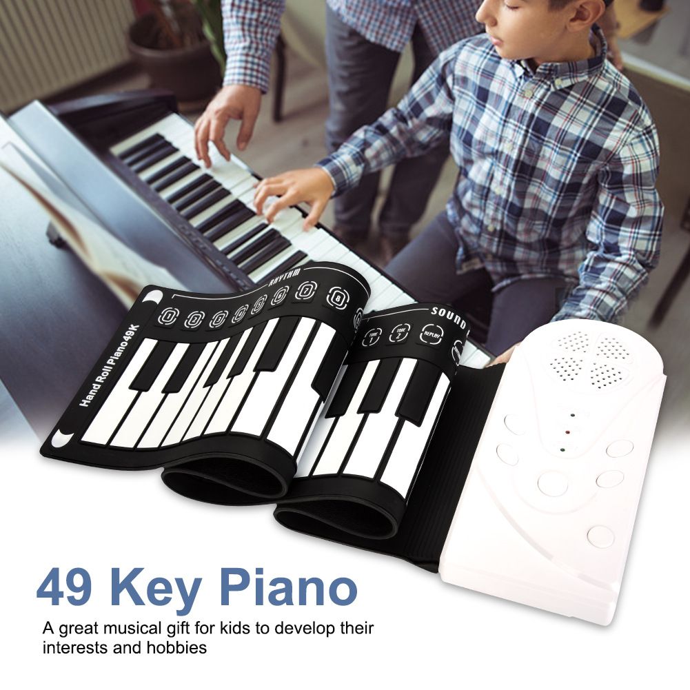 49 Key Hand Roll Electronic Piano Portable Folding Soft Flexible ...