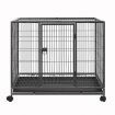 Dog Crate Doggy Playpen Puppy Kennel Pet Cat Rabbit House Metal Heavy Duty Wheels Tray 36 Inch