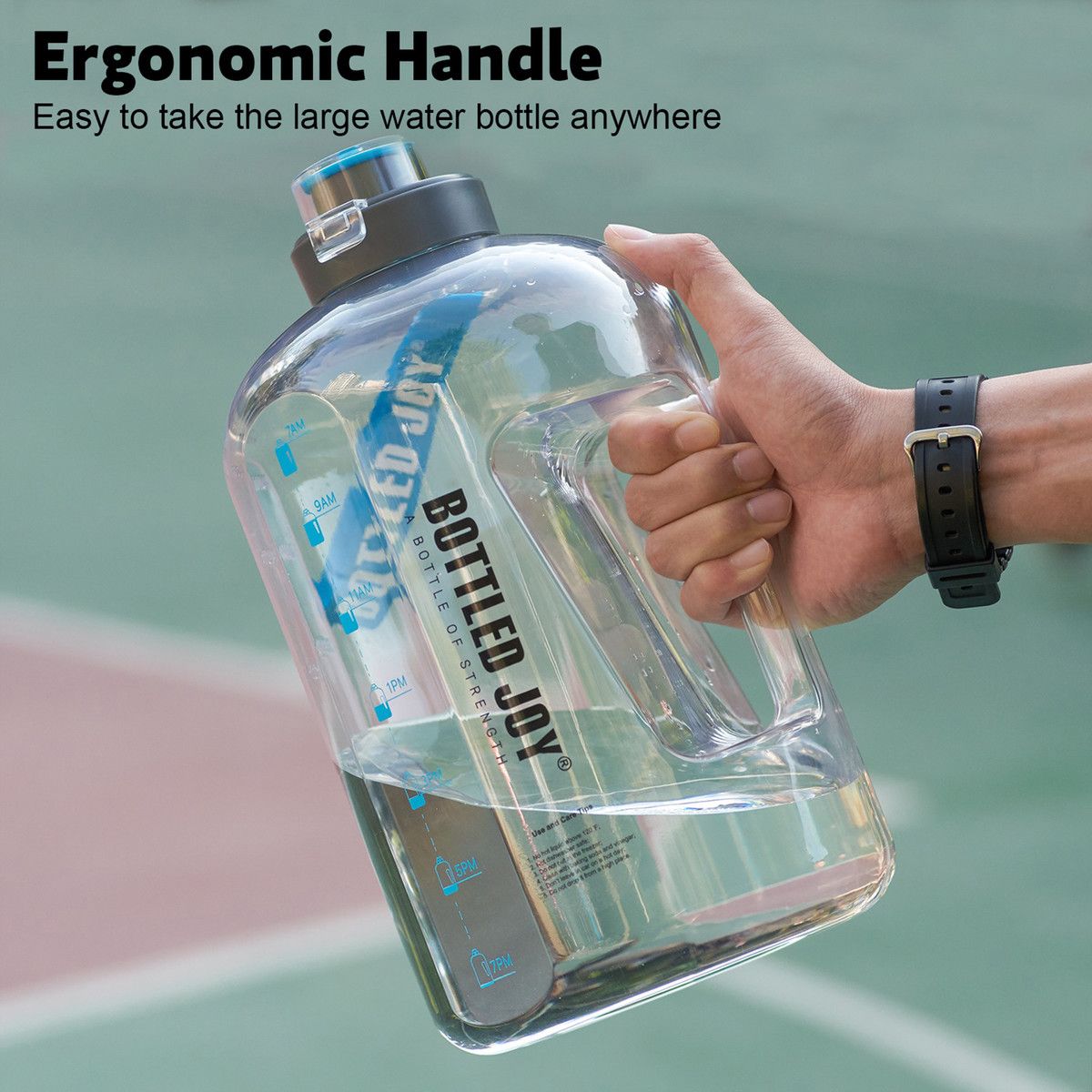 Sports Water Bottle,Plastic Large Outdoor Water (1 gallon/128oz, White)