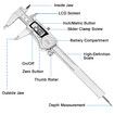 Digital Caliper, 0-300mm Stainless Steel Electronic Vernier Calipers, IP54 Waterproof Protection Design