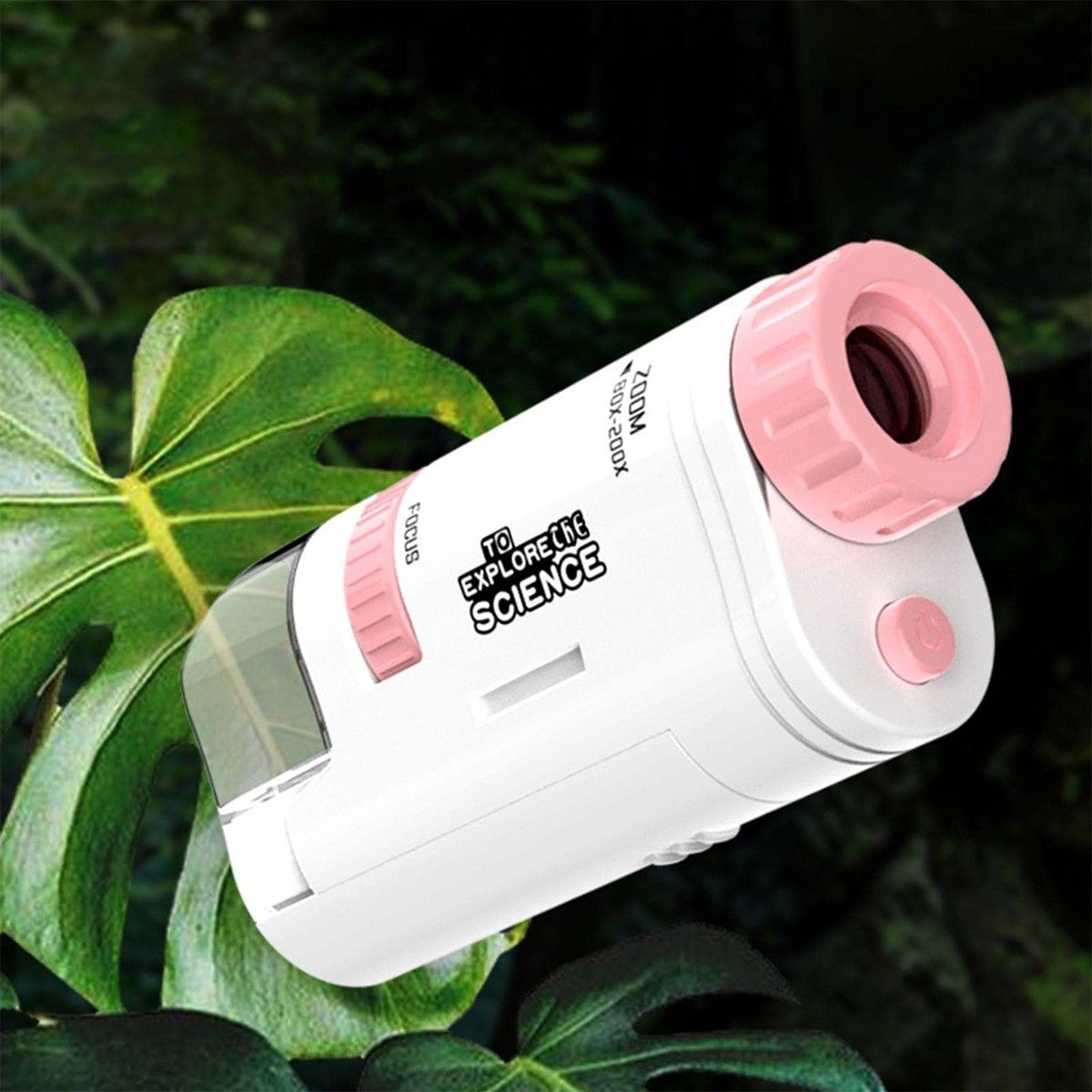 Handheld Microscope For Kids 200X Led Lightweight Pocket Microscope Educational Mini Pocket Outdoor Toy For Kids