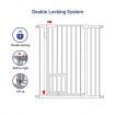 Pet Safety Gate Adjustable Dog Security Barrier Kid Safe Stair Fence Guard w/ Extension Walk Through Door 96cm Gray