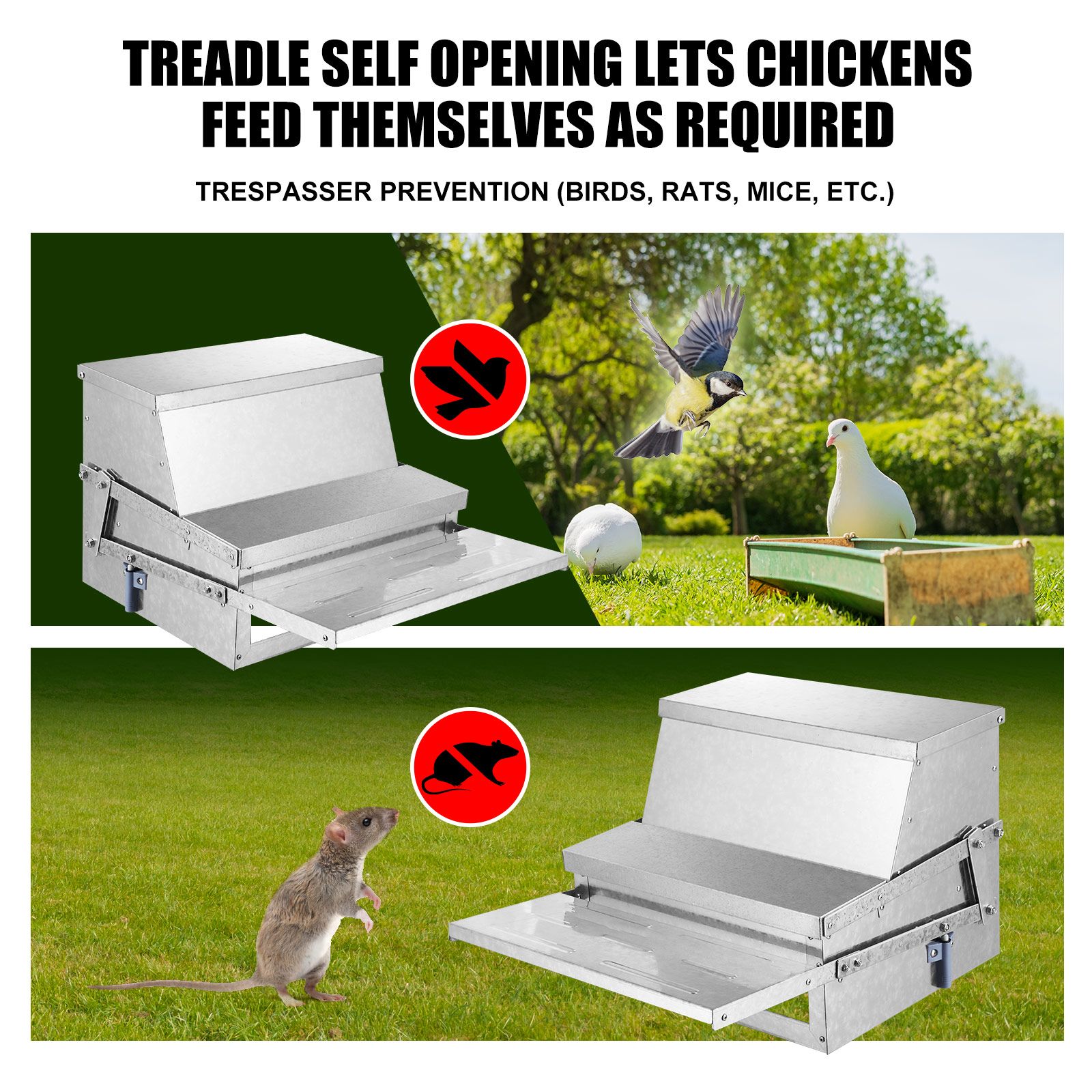 10L Auto Chicken Feeder Automatic Poultry Chook Food Feeding Treadle
