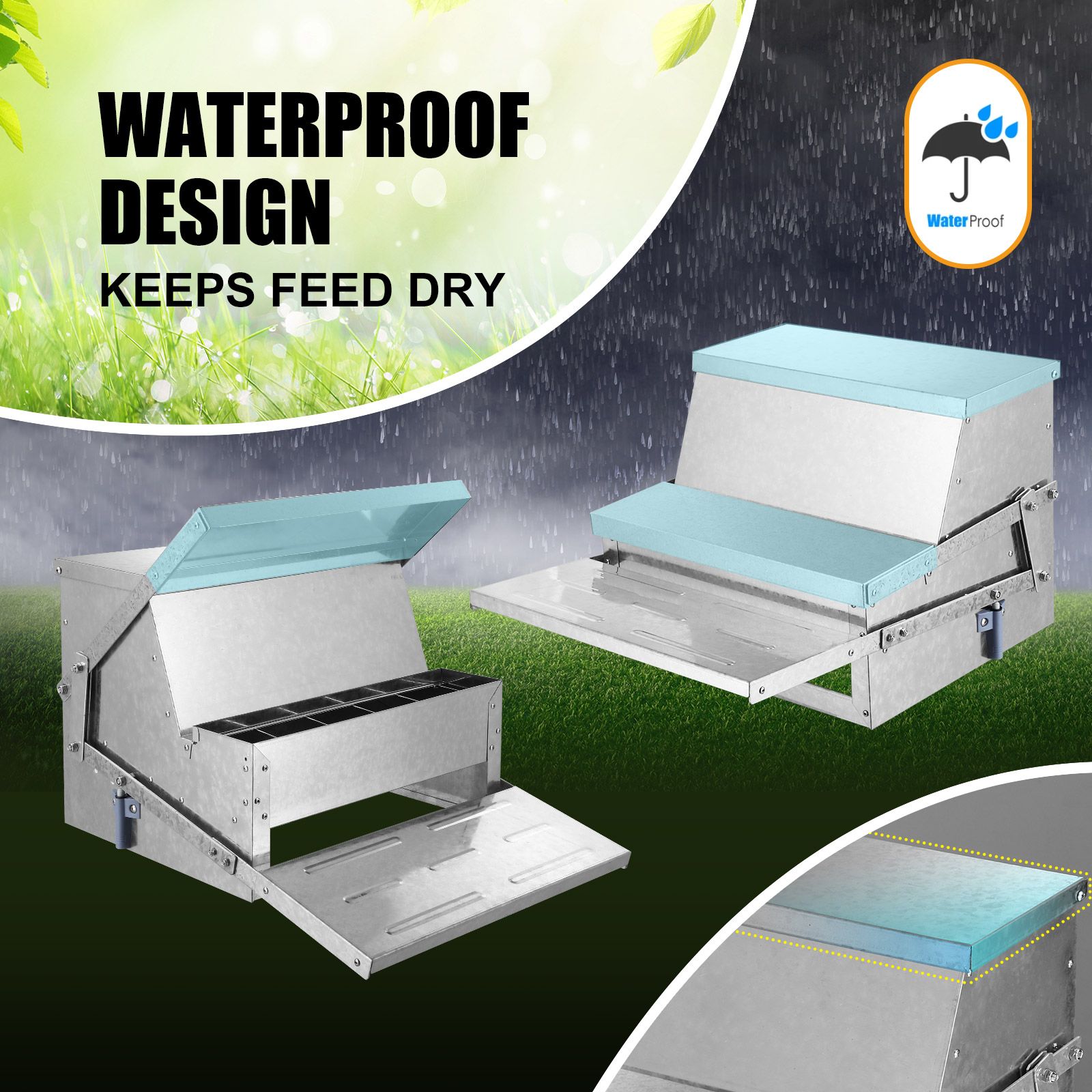 10L Auto Chicken Feeder Automatic Poultry Chook Food Feeding Treadle