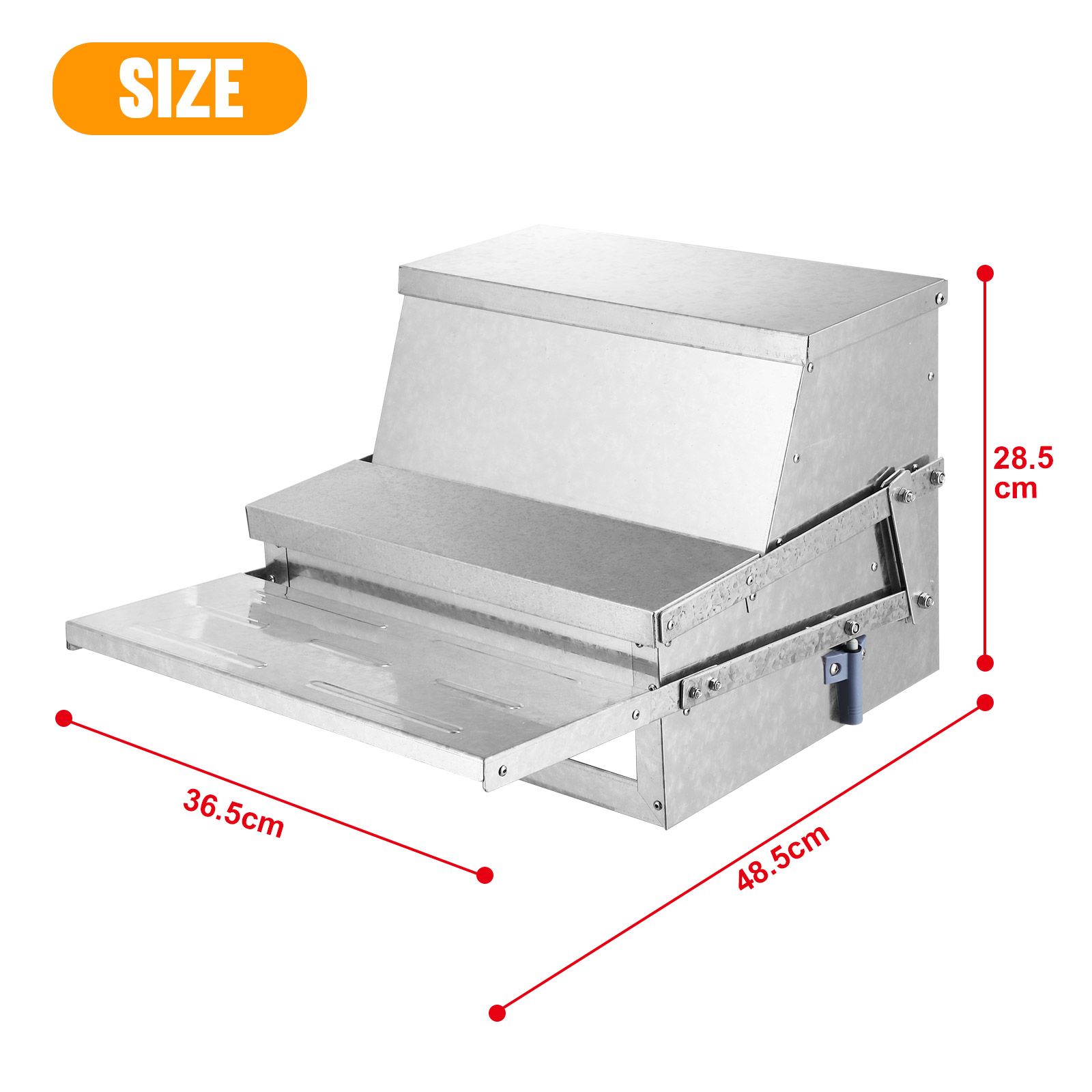10L Auto Chicken Feeder Automatic Poultry Chook Food Feeding Treadle Spillproof Galvanized Steel Self Opening