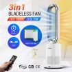 3 in 1 Electric Bladeless Fan Cool Air Hot Heater HEPA Filter Purifier Timer Remote Control Oscillation