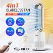 4 in 1 Bladeless Tower Fan Electric Cool Air Hot Heater HEPA Filter Plasma Disinfection Purifier Oscillation