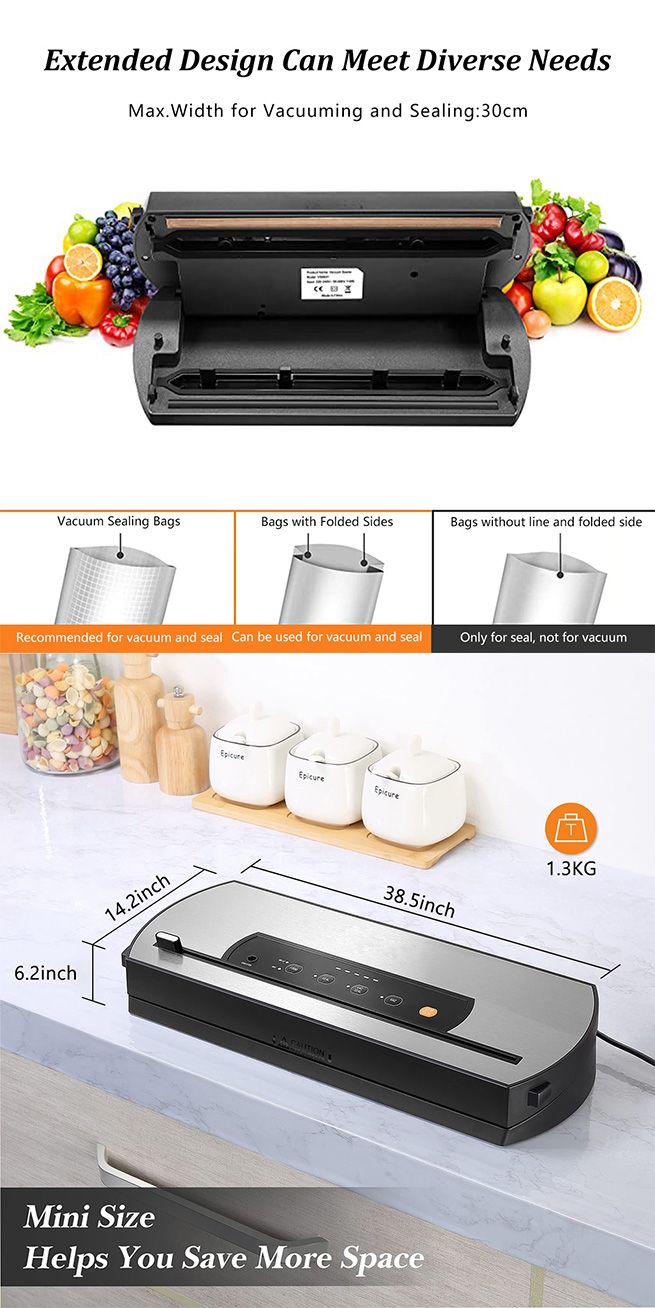 Maxkon 80Kpa Vacuum Sealer Food Packing Machine Packer Air Tight System