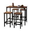 High Bar Table Pub Kitchen Dining Cafe Outdoor Vintage Metal Frame Wood Top 120x50x100CM