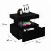 Black Bedside Table Nightstand LED Bedroom Drawer Cabinet Storage Modern High Floss Front